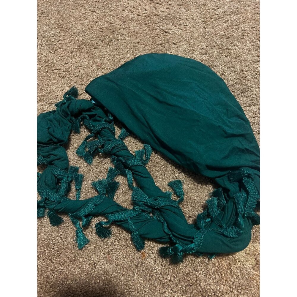 Teal‎ Green Satin-Lined Braided Hair Turban/ Wrap Scarf NWOT